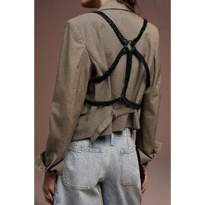 NWT Free People Nagini Braided Harness Black Leather Body Strappy Belt NEW M/L